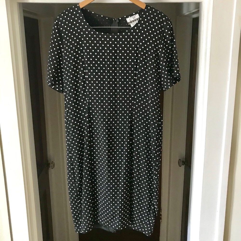 Vintage polka dot dress with flirty slit in back